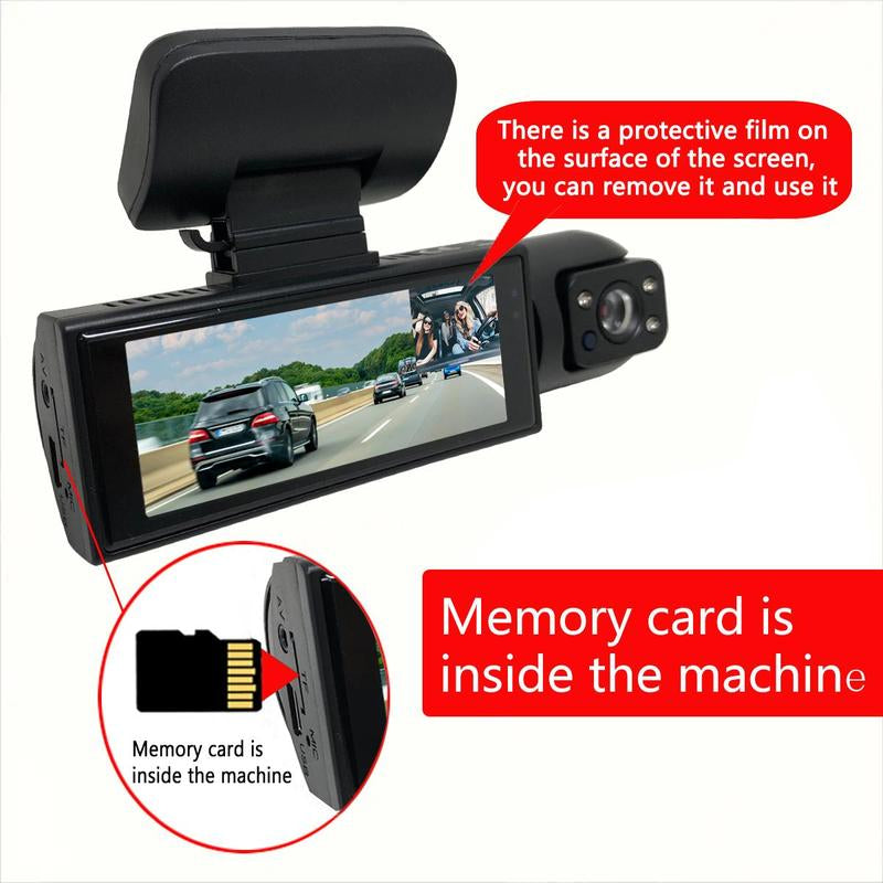 3.16 Inch Screen Car Dash Cam with 32G Card, 1080P HD Car Dash Cam, Front & inside Dual Recording Car DVR, Full HD Recorder with IR Night Vision & Loop Recording, Video Surveillance