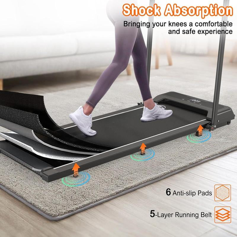 6.2 Mph Foldable Walkable Treadmill with Handle, Ideal for Shaping the Perfect Body and Exercising,Suitable for Home and Office, Remote Control Exercise Equipment