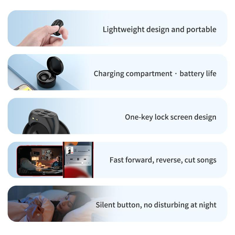 Fingertip Wireless Bluetooth Remote Control,2025 New Remote Control Page Bluetooth Scrollerring,Short Video and Music Camera Shutter Remote Controller Phone Selfie Cellphone Smartphone Selfie Accessory Self-Timer,Gift for Women'S Day Fashion Trend