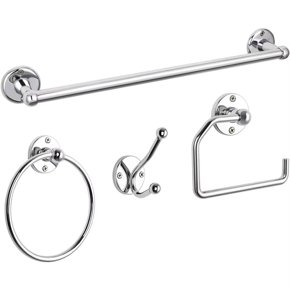 Bathroom Hardware Set, 4-Piece Polished Chrome Plated Bathroom Accessory Set