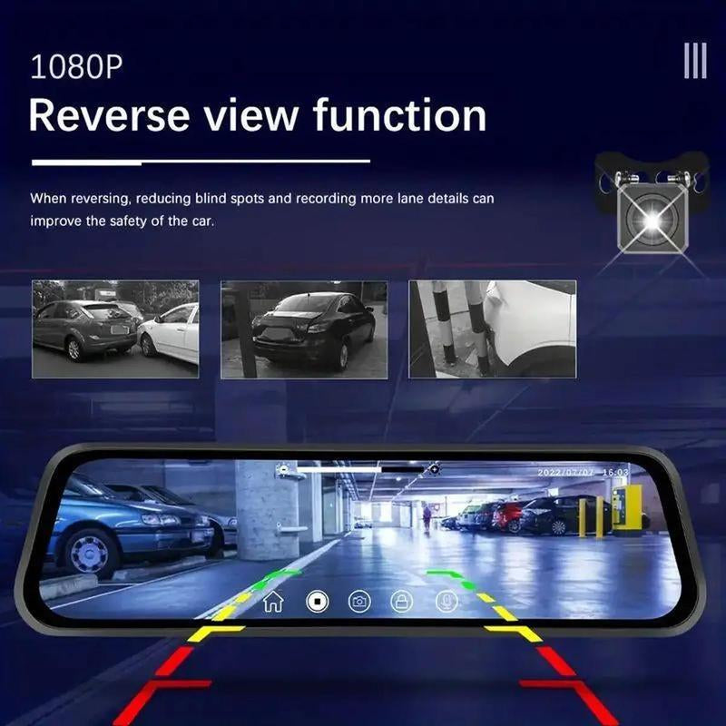 1080P HD Rearview Camera Car Vehicle DVR, 1 Count 10" Full Touch Dual Dash Cam Camera with 32GB Memory Card, Front Rear Video Recorder, Car Dual Lens DVR