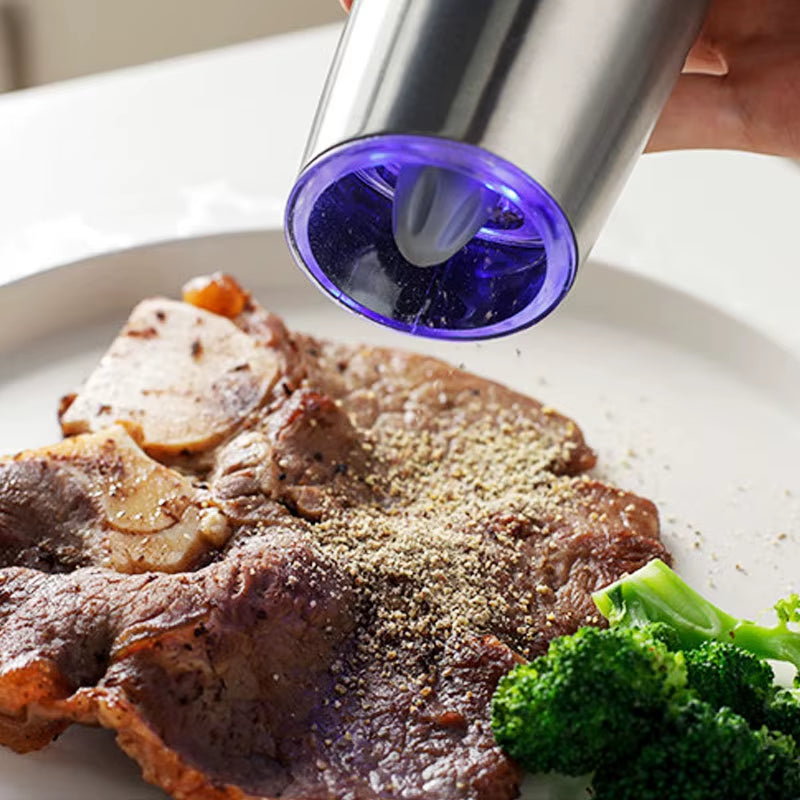 Electric Automatic Mill Spice Salt and Pepper Grinder Gravity LED Light Adjustable Coarseness Kitchen Steak Tool Sets