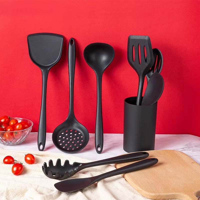 Black Silicone Kitchenware Non-Stick Cooking Tool Spatula Ladle Egg Beaters Shovel Soup Cookware Utensil Kitchen Cookware