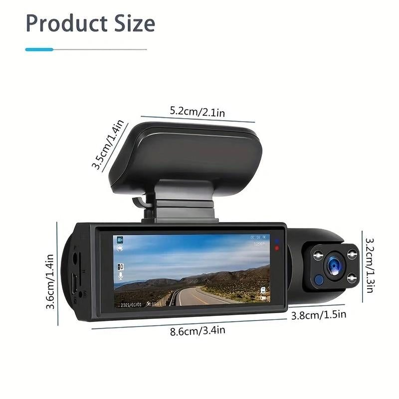 3.16 Inch Screen Car Dash Cam with 32G Card, 1080P HD Car Dash Cam, Front & inside Dual Recording Car DVR, Full HD Recorder with IR Night Vision & Loop Recording, Video Surveillance