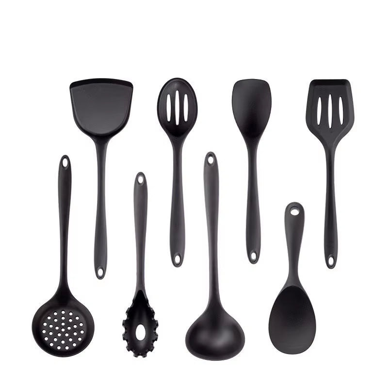 Black Silicone Kitchenware Non-Stick Cooking Tool Spatula Ladle Egg Beaters Shovel Soup Cookware Utensil Kitchen Cookware