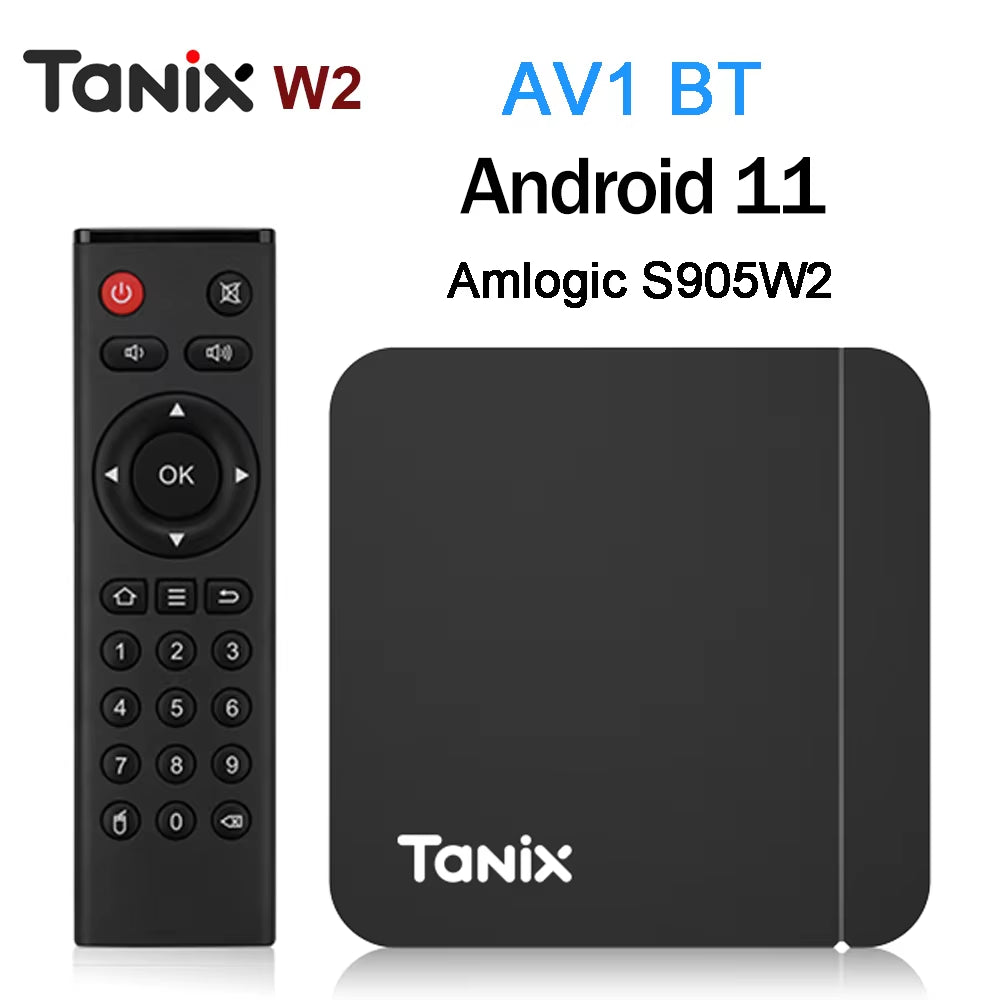 Original Tanix W2 Android 11 TV Box Amlogic S905W2 2G/16G AV1 BT TVBOX 2.4G&5G Dual Wifi 4K HD Set Top Box 4G/64G Media Player