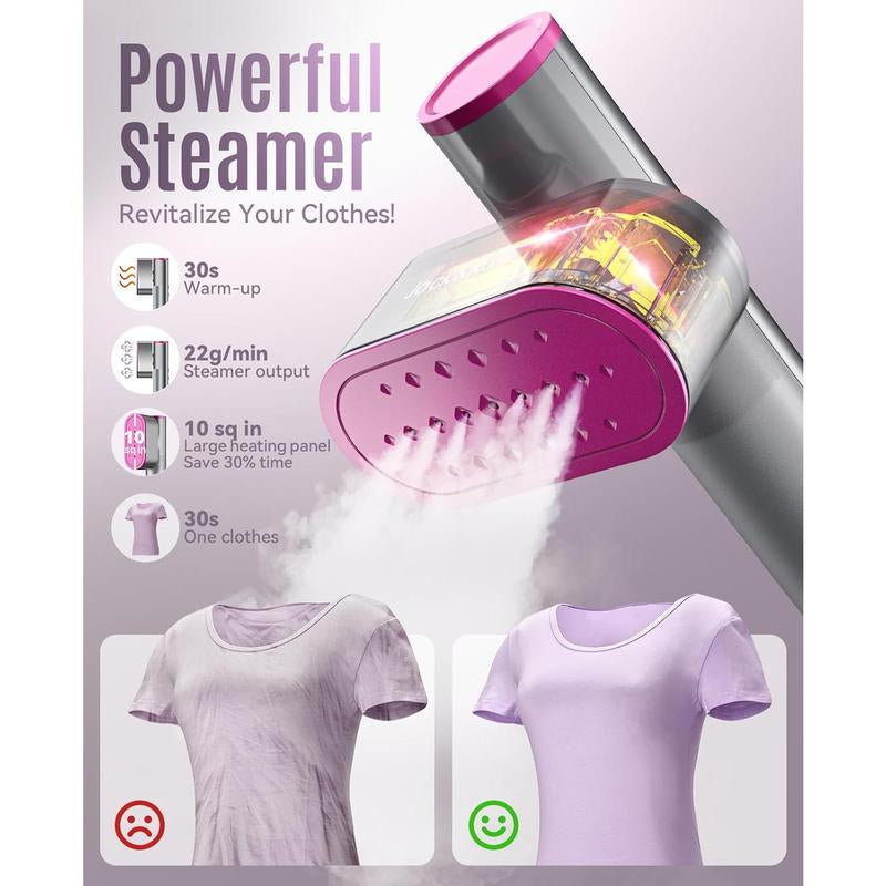 Jack ＆ Rose Garment Steamer for Clothes,Hanrdheld Steamer & Iron 2 in 1,15S Fast Heat Up,Large Panel,100-240V Wide Voltage,Suitable for Global Travel Clothes Iron