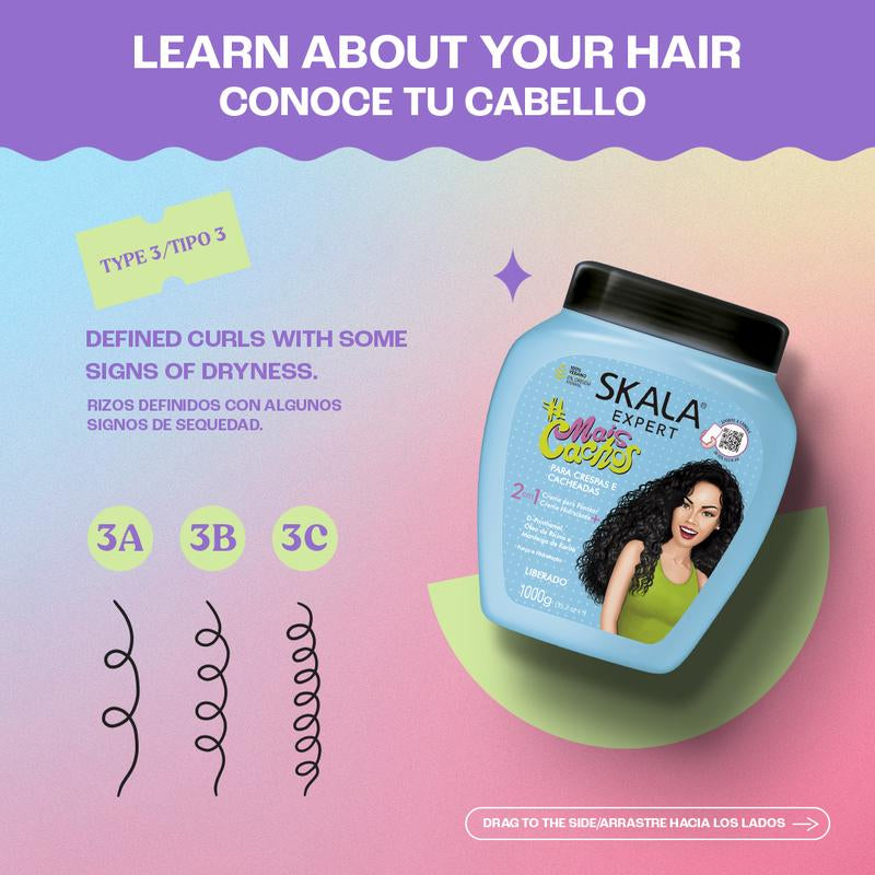 SKALA Hair Care Set: Expert Mais Cachos 2-In-1 + Brasil Passion Fruit & Pataua Oil - Each Bottle 1000G-35.27 Oz (Pack of 2) 100% VEGAN Conditioner and Leave in Conditioner Haircare