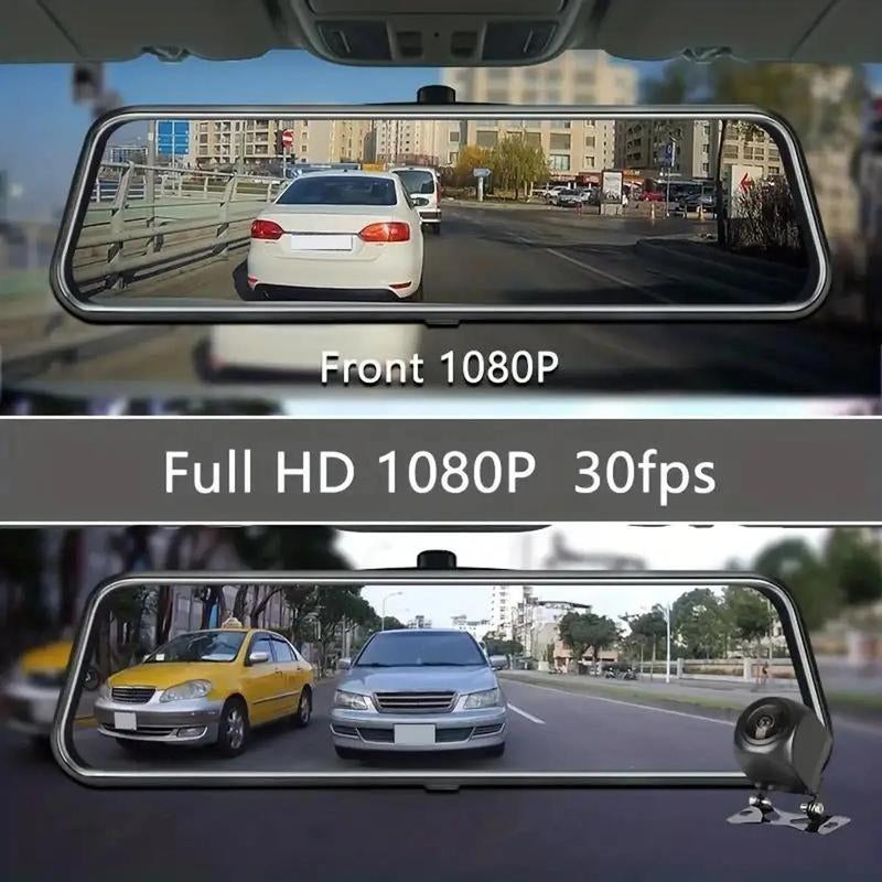 1080P HD Rearview Camera Car Vehicle DVR, 1 Count 10" Full Touch Dual Dash Cam Camera with 32GB Memory Card, Front Rear Video Recorder, Car Dual Lens DVR