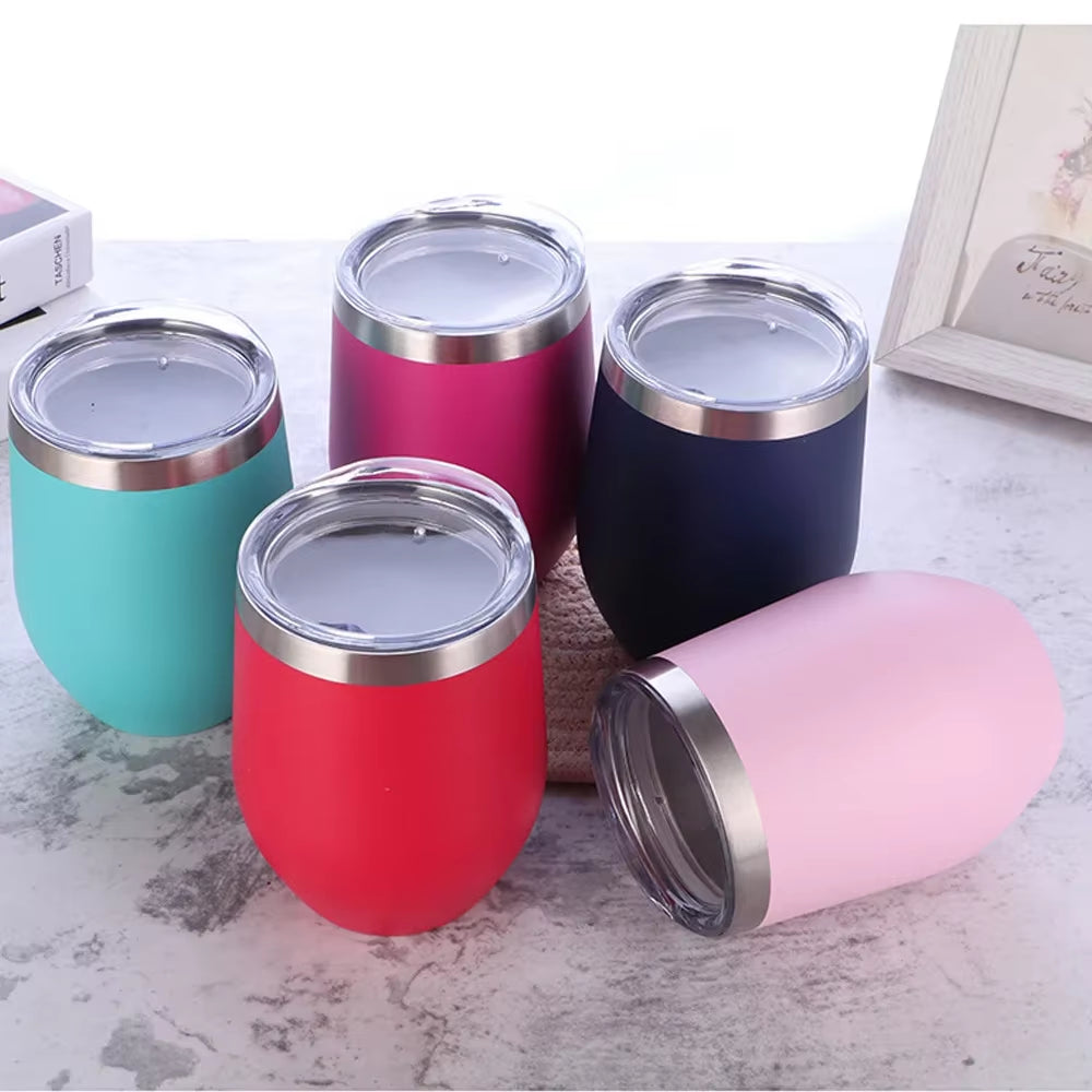 12OZ Stainless Steel Eggshell Cup Cold and Hot Thermal Mug Beer Mugs Wine Glasses Tumbler Thermal Cup for Coffee