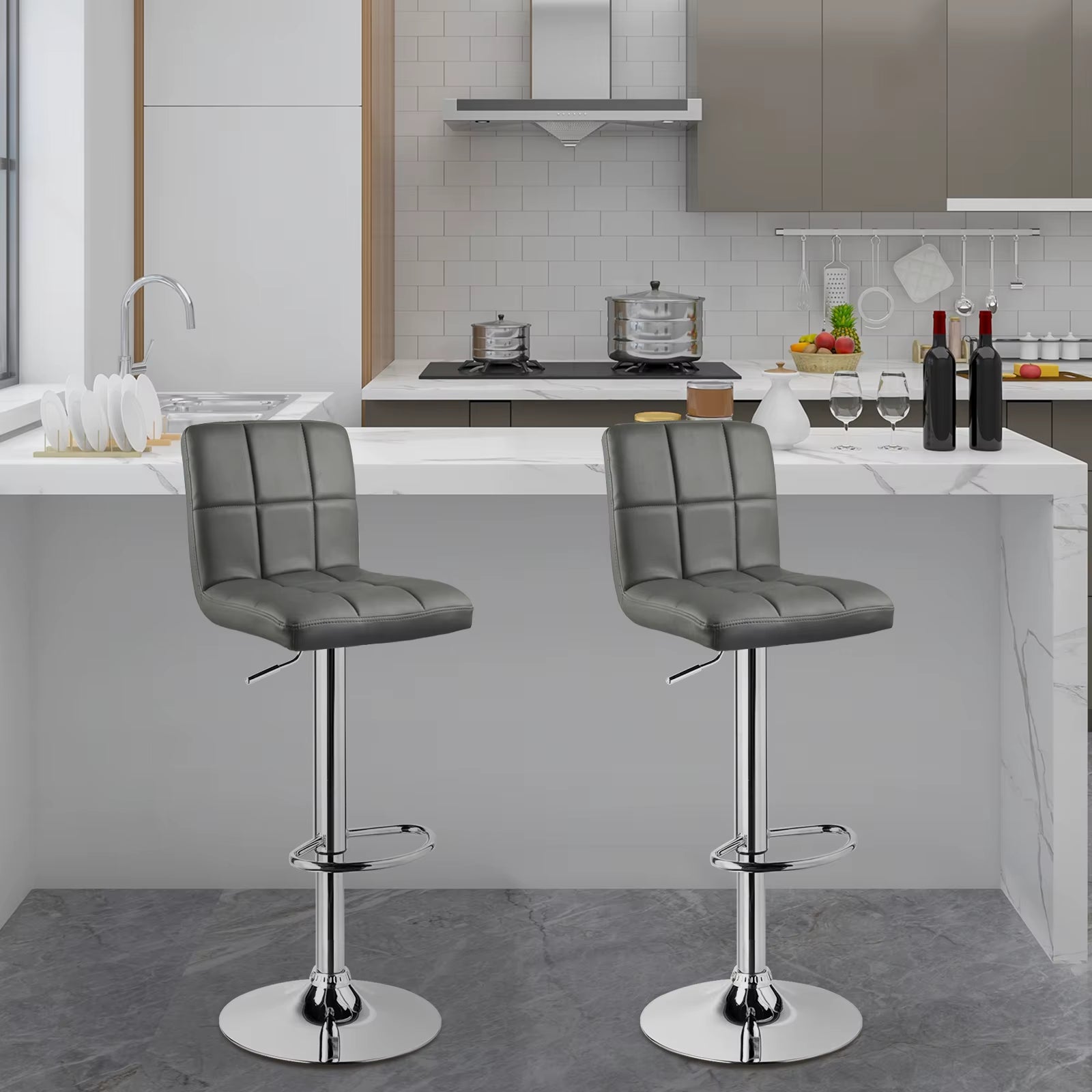 1PC Modern Pub Kitchen Counter Designer Bar Stools Swivel Barstool with Back Adjustable Height Bar Chair Home