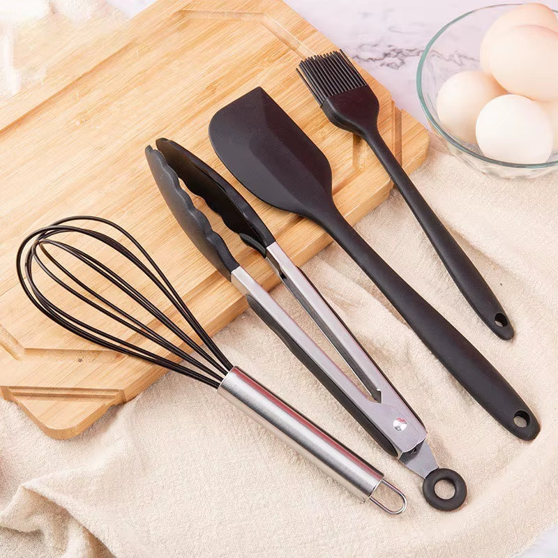 Black Silicone Kitchenware Non-Stick Cooking Tool Spatula Ladle Egg Beaters Shovel Soup Cookware Utensil Kitchen Cookware