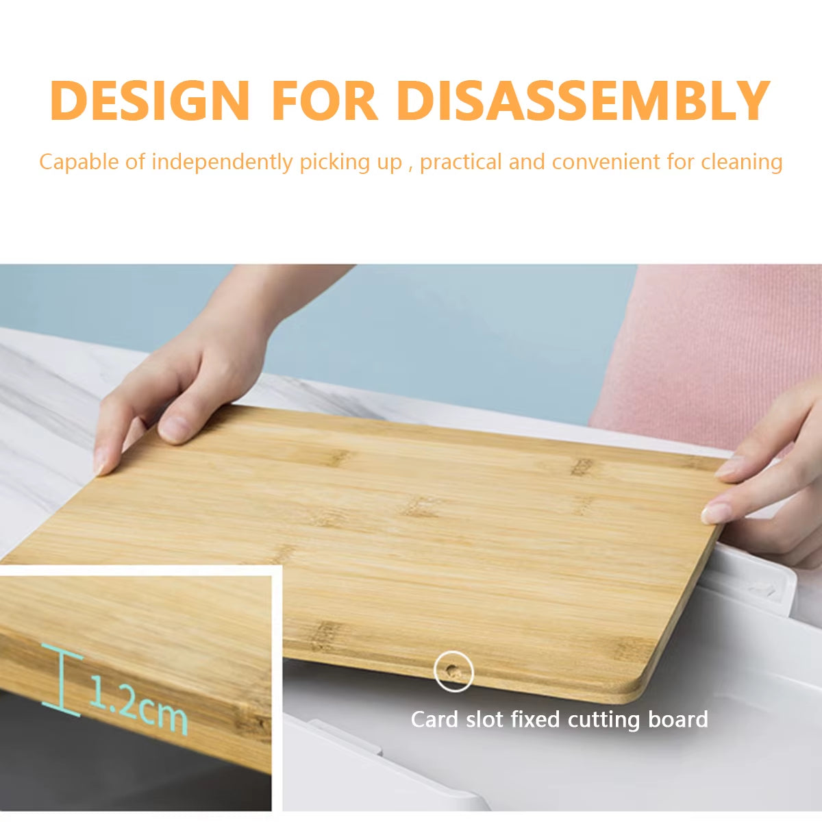 Bamboo Cutting Board with Slide-Out Drawer Tray Wear Resistance Space-Saving Drawer Cutting Board Eco-Friendly Kitchen Gadgets