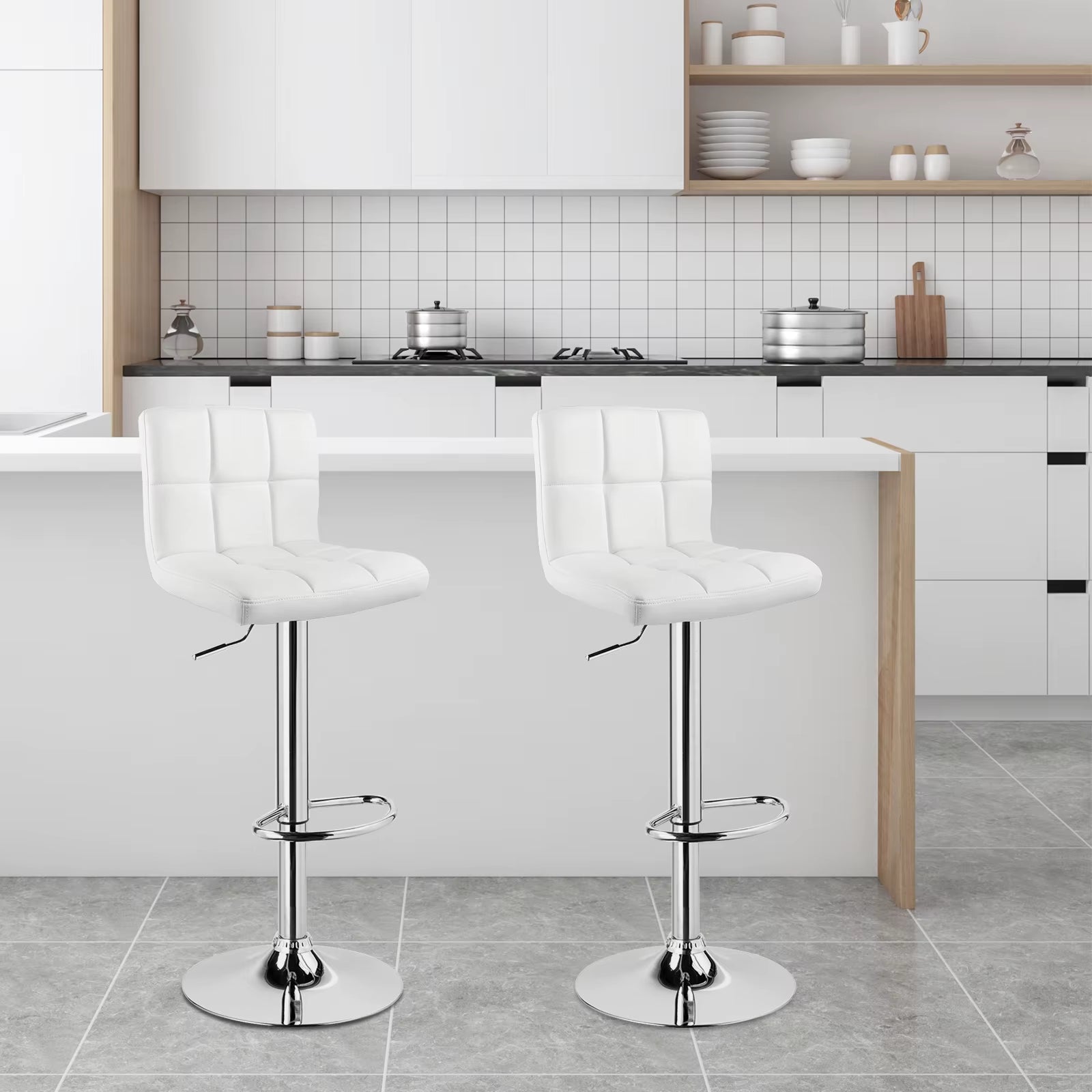 1PC Modern Pub Kitchen Counter Designer Bar Stools Swivel Barstool with Back Adjustable Height Bar Chair Home