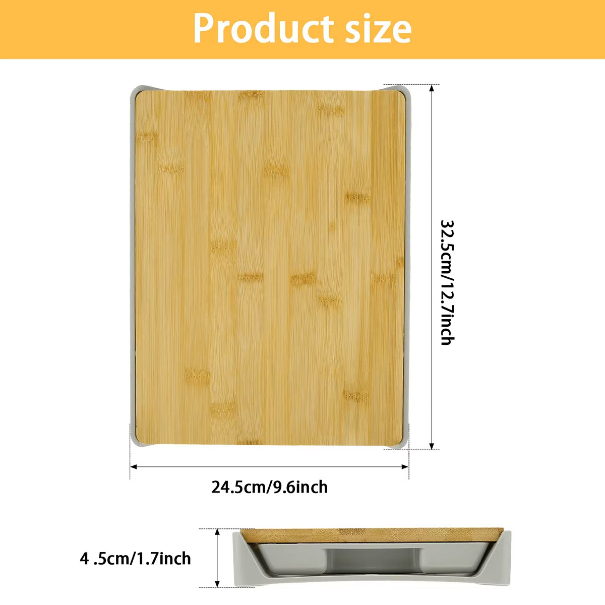 Bamboo Cutting Board with Slide-Out Drawer Tray Wear Resistance Space-Saving Drawer Cutting Board Eco-Friendly Kitchen Gadgets