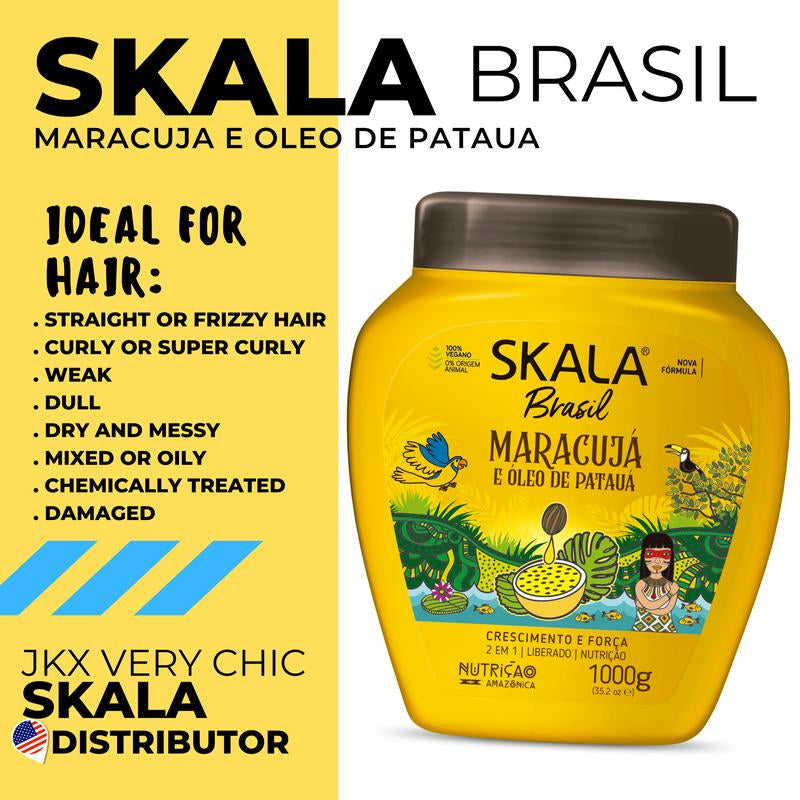 SKALA Hair Care Set: Expert Mais Cachos 2-In-1 + Brasil Passion Fruit & Pataua Oil - Each Bottle 1000G-35.27 Oz (Pack of 2) 100% VEGAN Conditioner and Leave in Conditioner Haircare